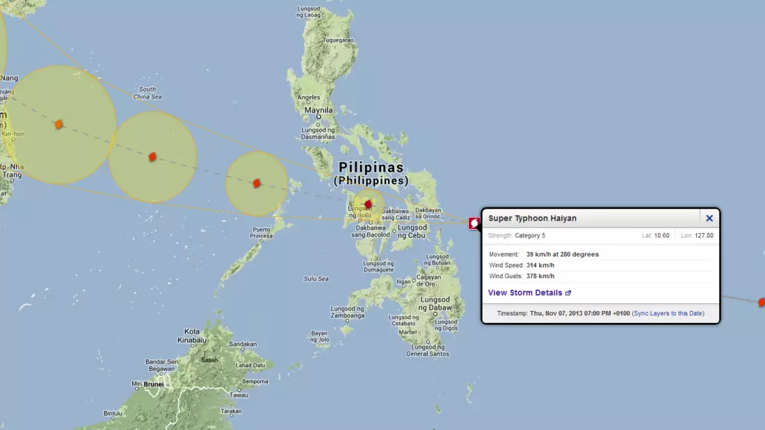 Haiyan hat derzeit Spitzenwinde von 378 km/h !!!  - Bild: Mister X