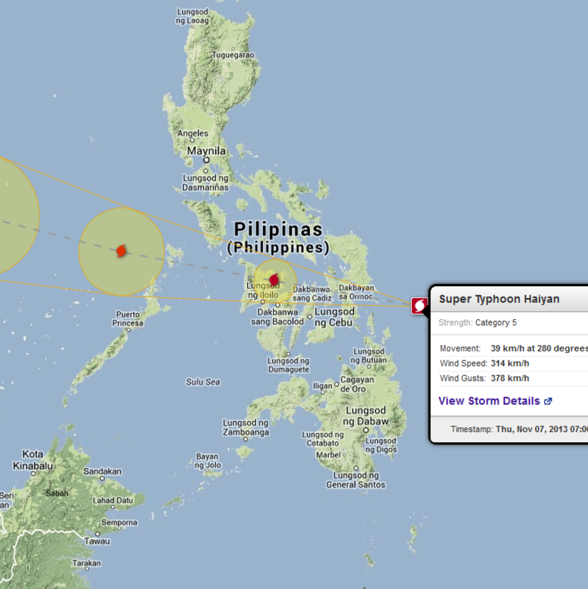 Haiyan hat derzeit Spitzenwinde von 378 km/h !!!  - Foto: Mister X