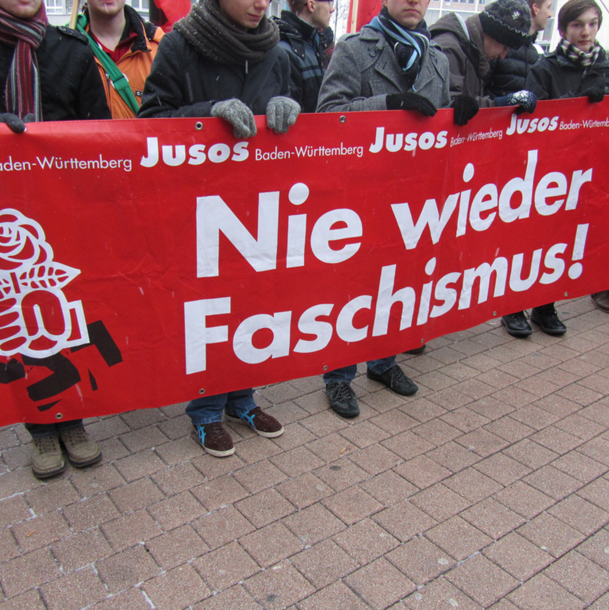 Der Erhalt eines toleranten und friedlichen Miteinanders ist das Ziel dieser demonstrieren-den Jungsozialisten  - Foto: Flickr.com © DIE LINKE. Landesverband (CC BY-ND 2.0)