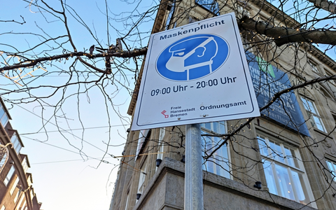 Hinweisschild auf Maskenpflicht - Foto: ?ber dts Nachrichtenagentur