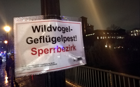 Warnschild vor Geflügelpest in Berlin - Foto: ?ber dts Nachrichtenagentur