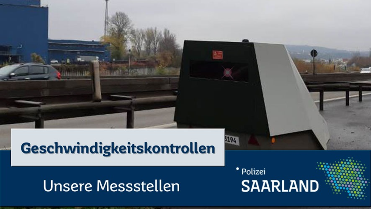 POL-SL: Geschwindigkeitskontrollen im Saarland / Ankündigung der Kontrollörtlichkeiten und -zeiten - 30. KW 2025 - Foto: presseportal.de