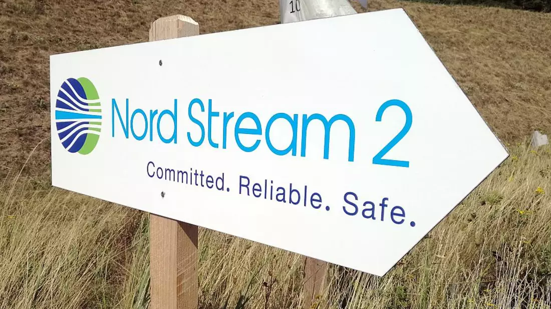 Hinweisschild Nord Stream 2 - Bild: ?ber dts Nachrichtenagentur