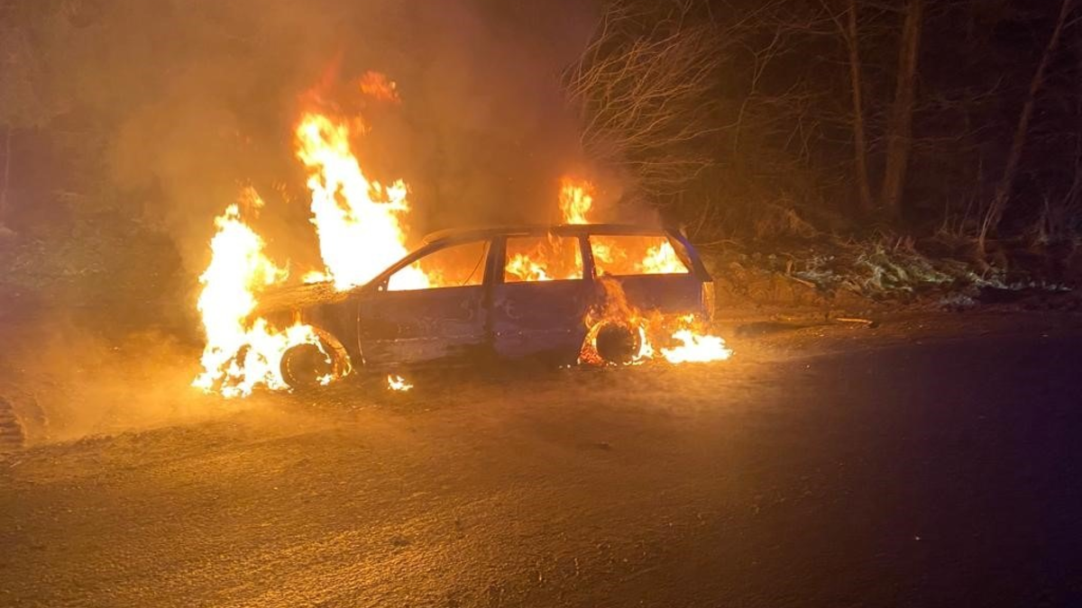 POL-PDKL: A6/Parkplatz Quaiders Berg - PKW geht in Flammen auf - Foto: presseportal.de