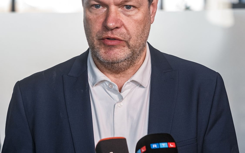 «Wir brauchen für Offshore die Konverter»:  Bundeswirtschaftsminister Robert Habeck bei der der Messe «Husum Wind». - Foto: Markus Scholz/dpa