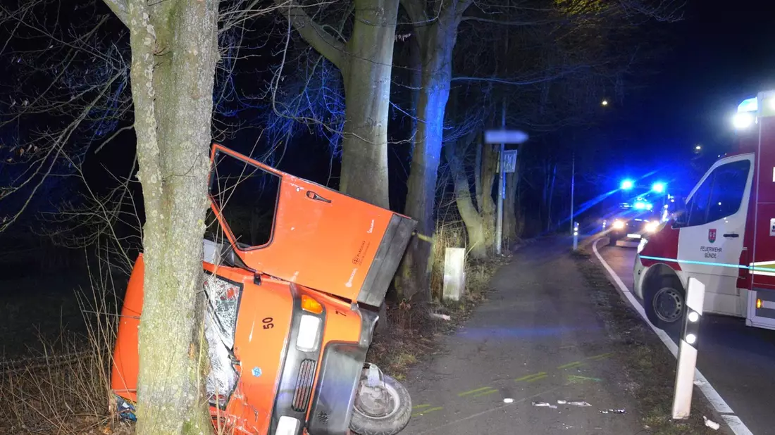 POL-HF: Fiat prallt gegen Baum - Fahrer schwer verletzt - Bild: presseportal.de