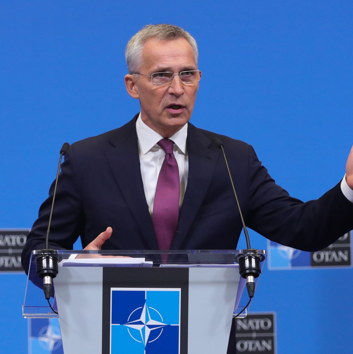 Jens Stoltenberg, Nato-Generalsekretär, spricht während einer Pressekonferenz im NATO-Hauptquartier. - Foto: Zheng Huansong/XinHua/dpa