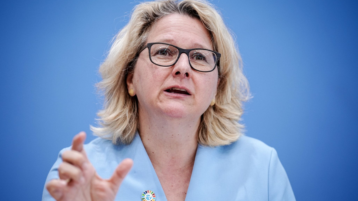 Entwicklungsministerin Svenja Schulze spricht bei einer Sitzung des Bundestags zu den Abgeordneten. - Foto: Kay Nietfeld/dpa