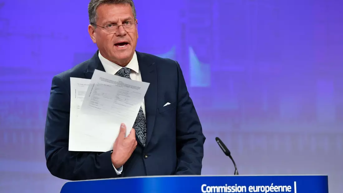 Will vorerst an Plan A festhalten und weiter mit den USA reden: EU-Kommissar Maros Sefcovic. (Archivbild) - Bild: Geert Vanden Wijngaert/AP/dpa