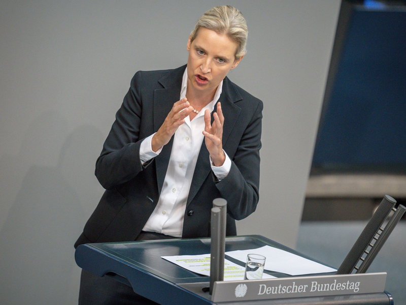 Alice Weidel bildet zusammen mit Tino Chrupalla die Doppelspitze der AfD. - Foto: Michael Kappeler/dpa