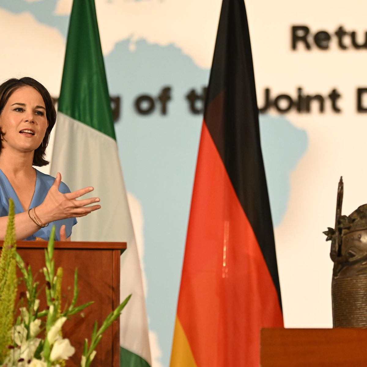 Annalena Baerbock bei der Vorstellung der künftigen deutschen China-Politik im Berliner China-Institut Merics. - Foto: Britta Pedersen/dpa