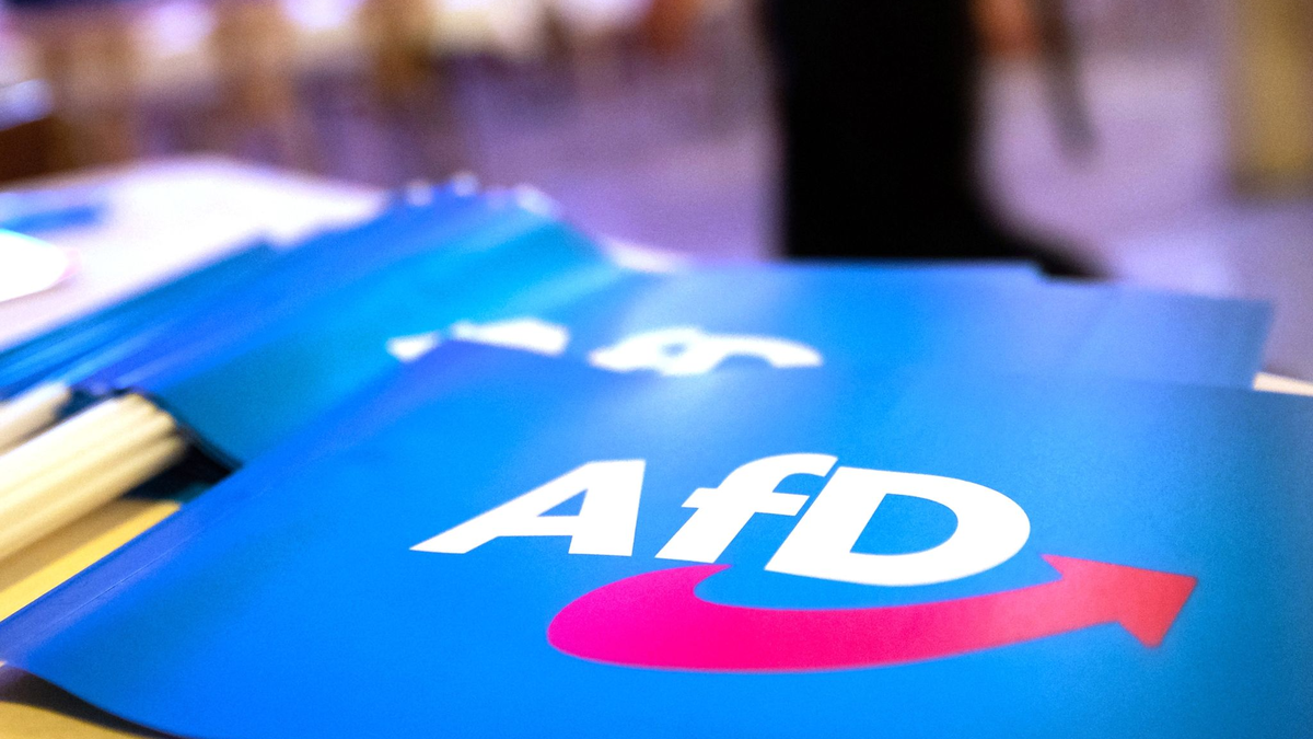 Fähnchen mit dem Logo der AfD. - Foto: Daniel Karmann/dpa
