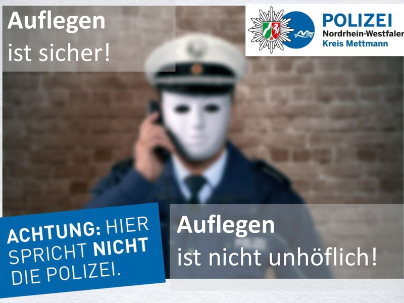 POL-ME: Falscher Polizist: Seniorin wird am Telefon betrogen - 2507109 - Foto: presseportal.de