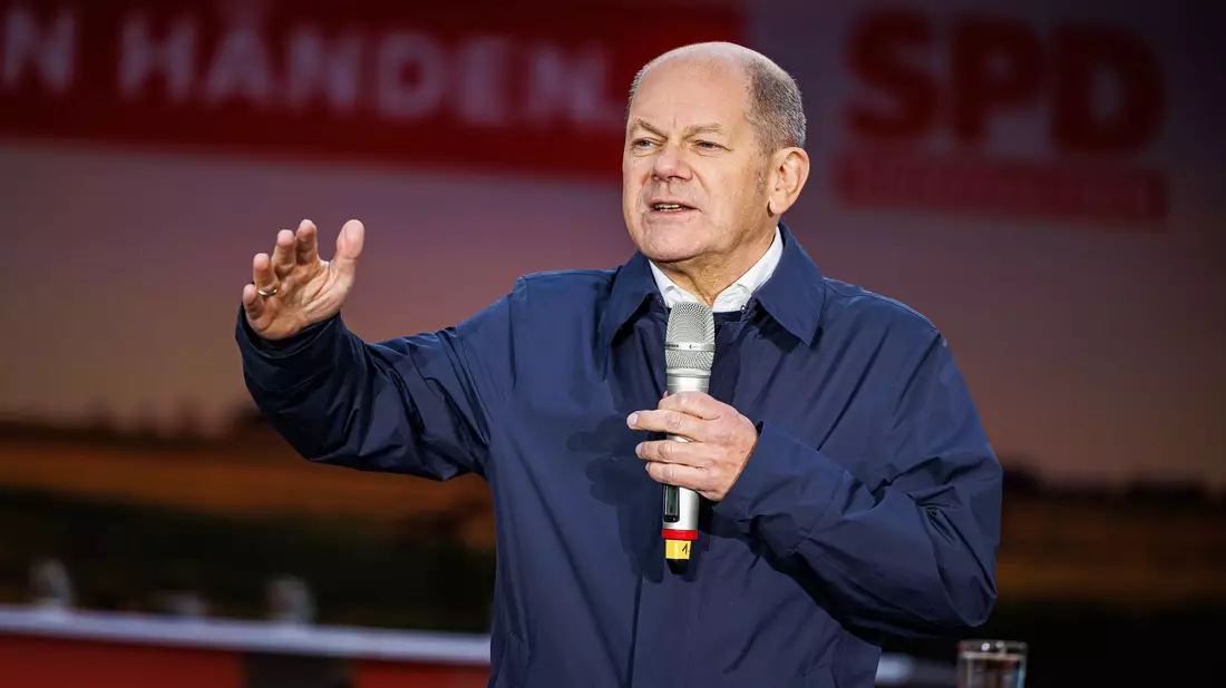 Kanzler Scholz sendet bei der Eröffnungsfeier der Hannover Messe eine klare Botschaft an die USA. - Bild: Michael Matthey/dpa