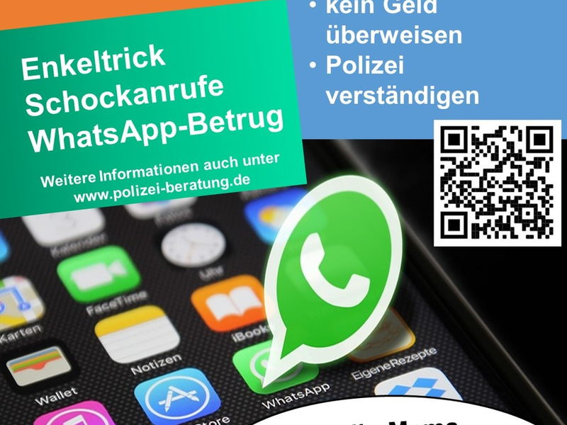 POL-LG: ++ Weiterleiten, teilen und darüber sprechen! -> Machen Sie mit! - Polizei betont Wichtigkeit und warnt vor Betrügern über Messenger-Dienste ++ gemeinsam gegen Schockanrufe, Enkeltrick, ... - Foto: presseportal.de