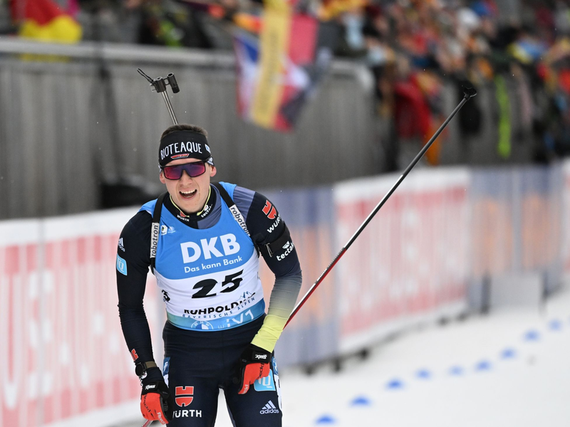 Justus Strelow kam beim Massenstart in Antholz als Neunter ins Ziel. - Foto: Sven Hoppe/dpa