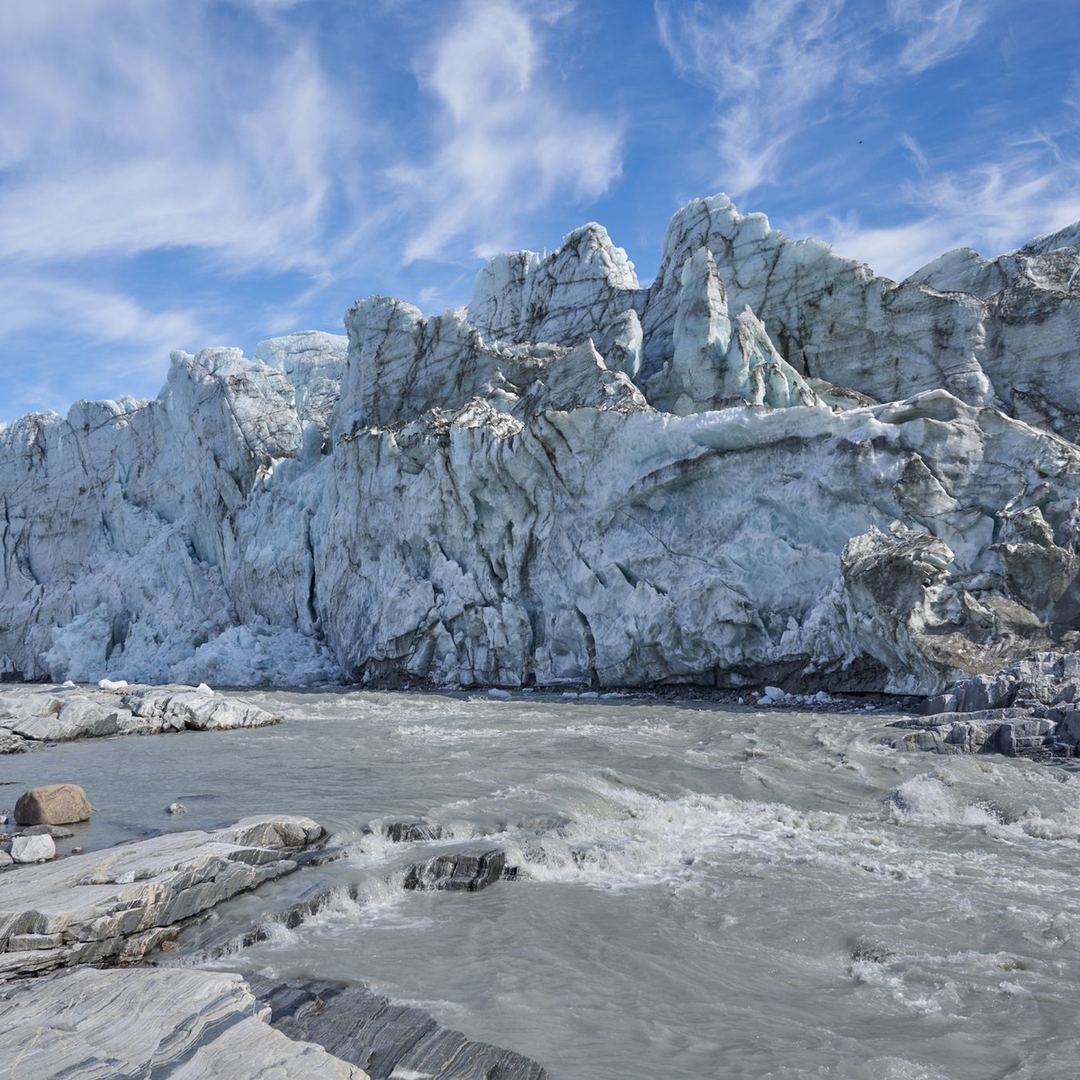 Die Kalbungsfront des Russell-Gletschers, Kangerlussuaq, Grönland.  - Foto: Sepp Kipfstuhl/Alfred-Wegener-Institut, Helmhol/dpa