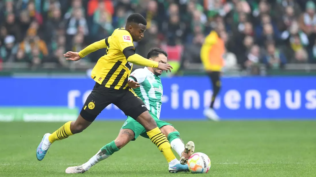 Brachte den BVB in Bremen in Führung: Donyell Malen (l). - Bild: Carmen Jaspersen/dpa