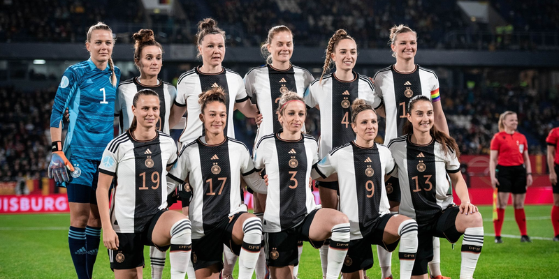 Die deutschen Spielerinnen vor der Partie gegen Schweden. - Foto: Fabian Strauch/dpa