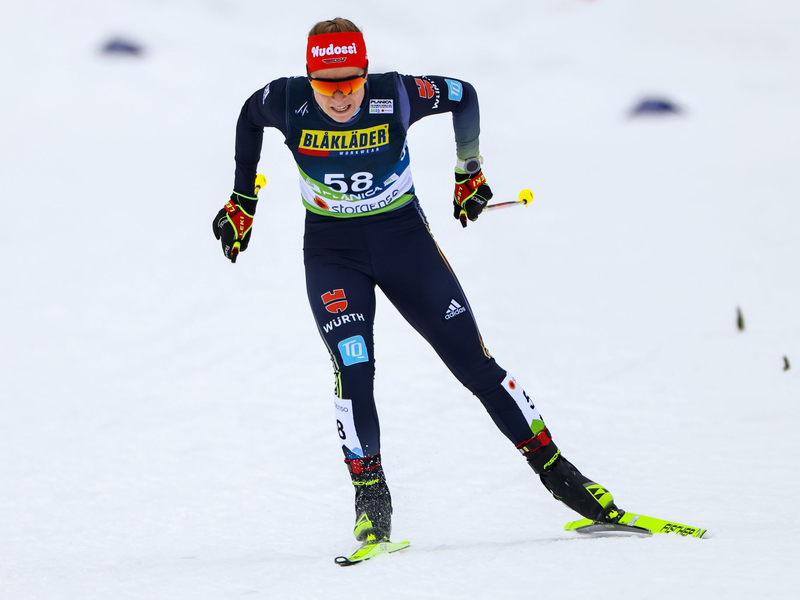 Katharina Hennig lief in Val di Fiemme als Dritte ins Ziel. - Foto: Daniel Karmann/dpa