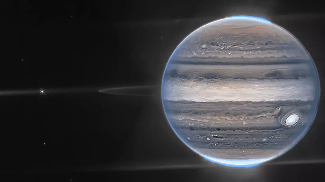 Seit letztem April ist die europäische Raumsonde «Juice» zu Jupiter unterwegs. - Bild: NASA/ESA/CSA/Jupiter ERS Team/image processing by Ricardo Hueso (UPV/EHU) and Judy Schmidt/AP/dpa
