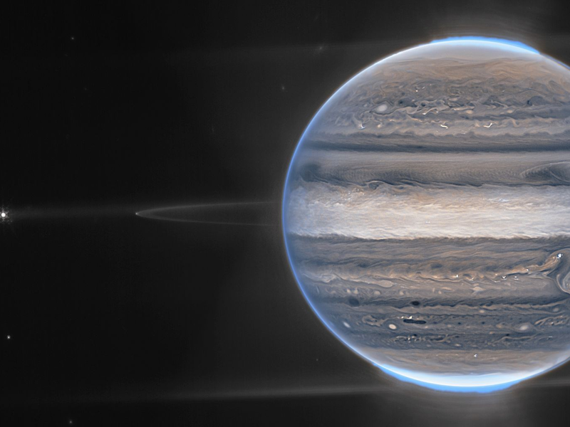 Seit letztem April ist die europäische Raumsonde «Juice» zu Jupiter unterwegs. - Foto: NASA/ESA/CSA/Jupiter ERS Team/image processing by Ricardo Hueso (UPV/EHU) and Judy Schmidt/AP/dpa