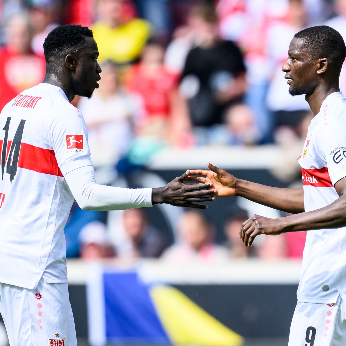 Chris Führich (l) und der VfB Stuttgart haben die Vizemeisterschaft geholt. - Foto: Tom Weller/dpa
