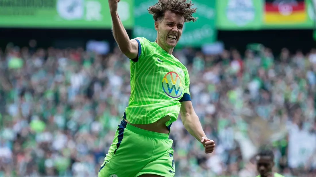Jonas Wind markierte Wolfsburgs 1:0 gegen Frankfurt. - Bild: Swen Pförtner/dpa
