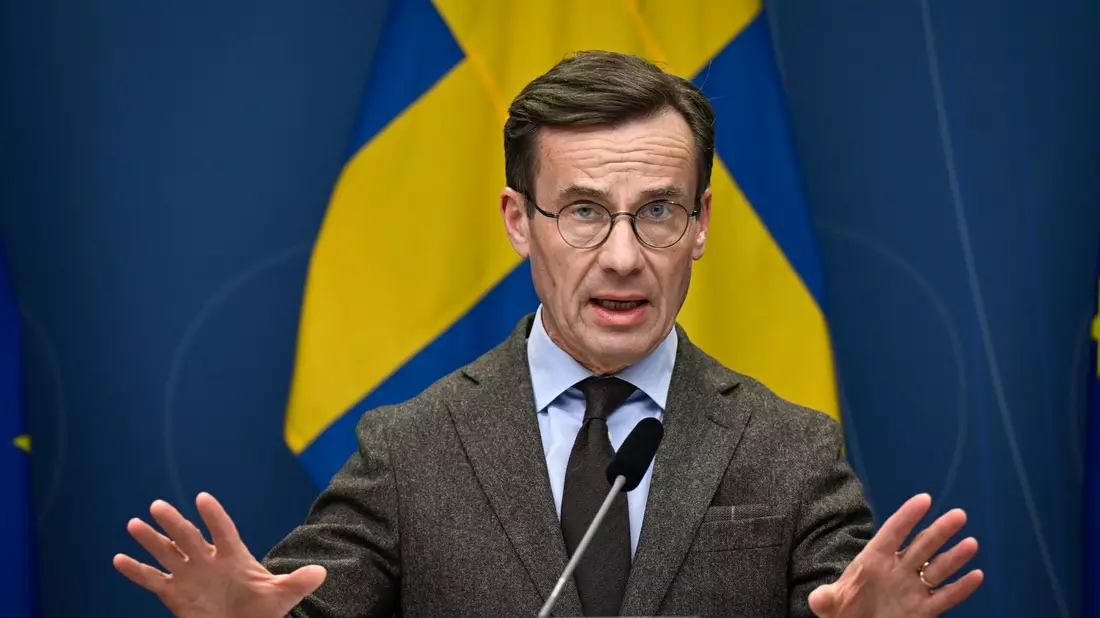 Ulf Kristersson ist Ministerpräsident von Schweden. Hier bei einer Pressekonferenz zur schwedischen NATO-Bewerbung. - Bild: Pontus Lundahl/TT News Agency/AP/dpa