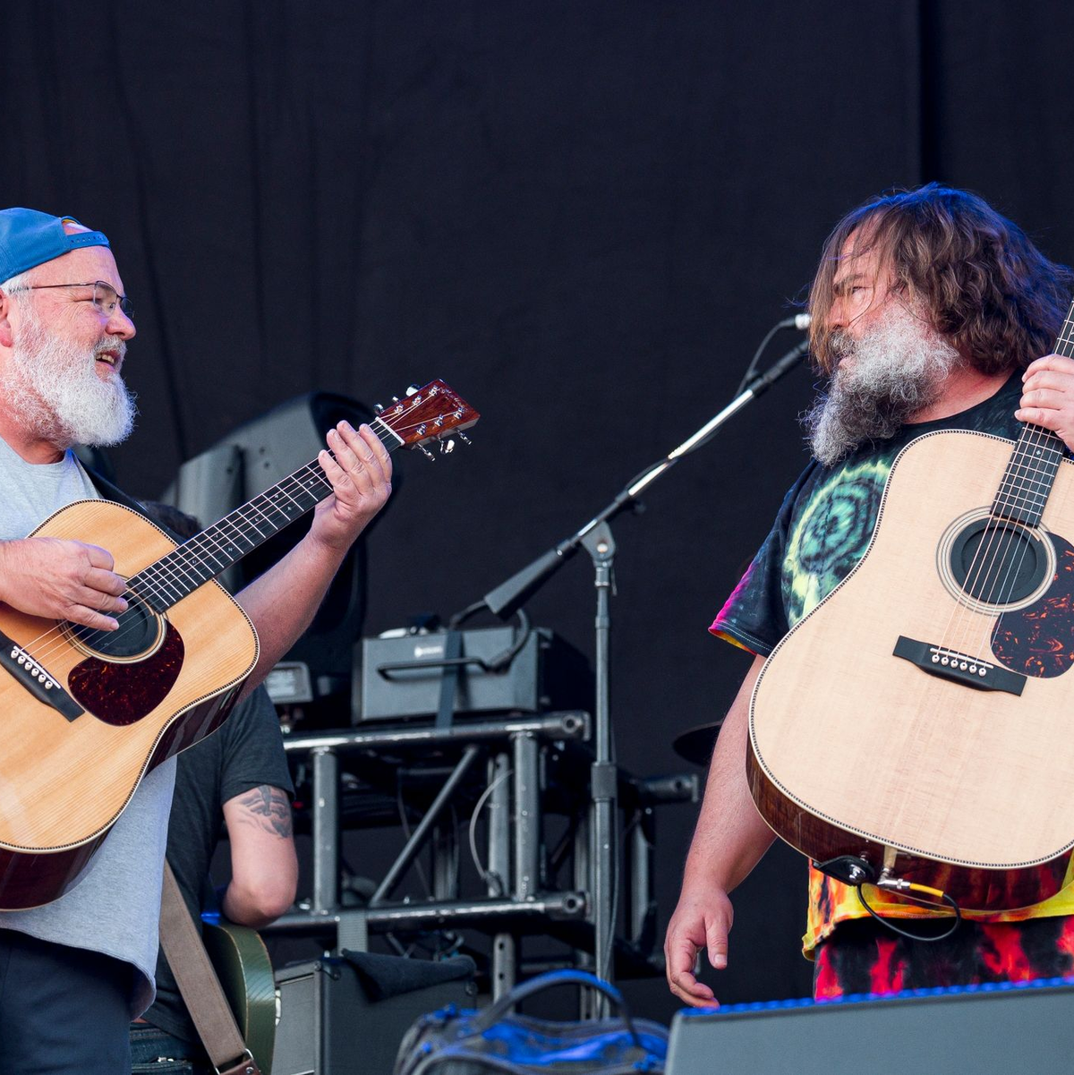 Kyle Gass und Jack Black (r) von der  Band Tenacious D bei Rock im Park. - Foto: Daniel Vogl/dpa