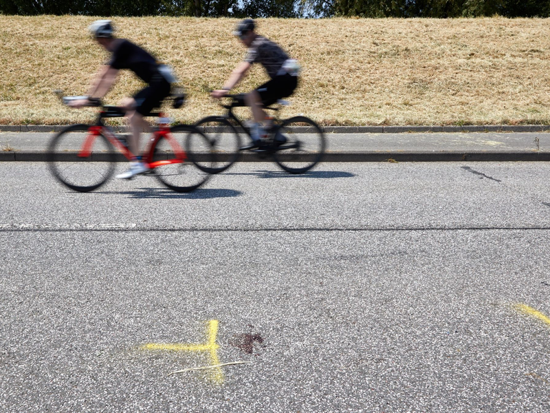Die Unglückstelle des Triathlons in Hamburg. - Foto: Georg Wendt/dpa