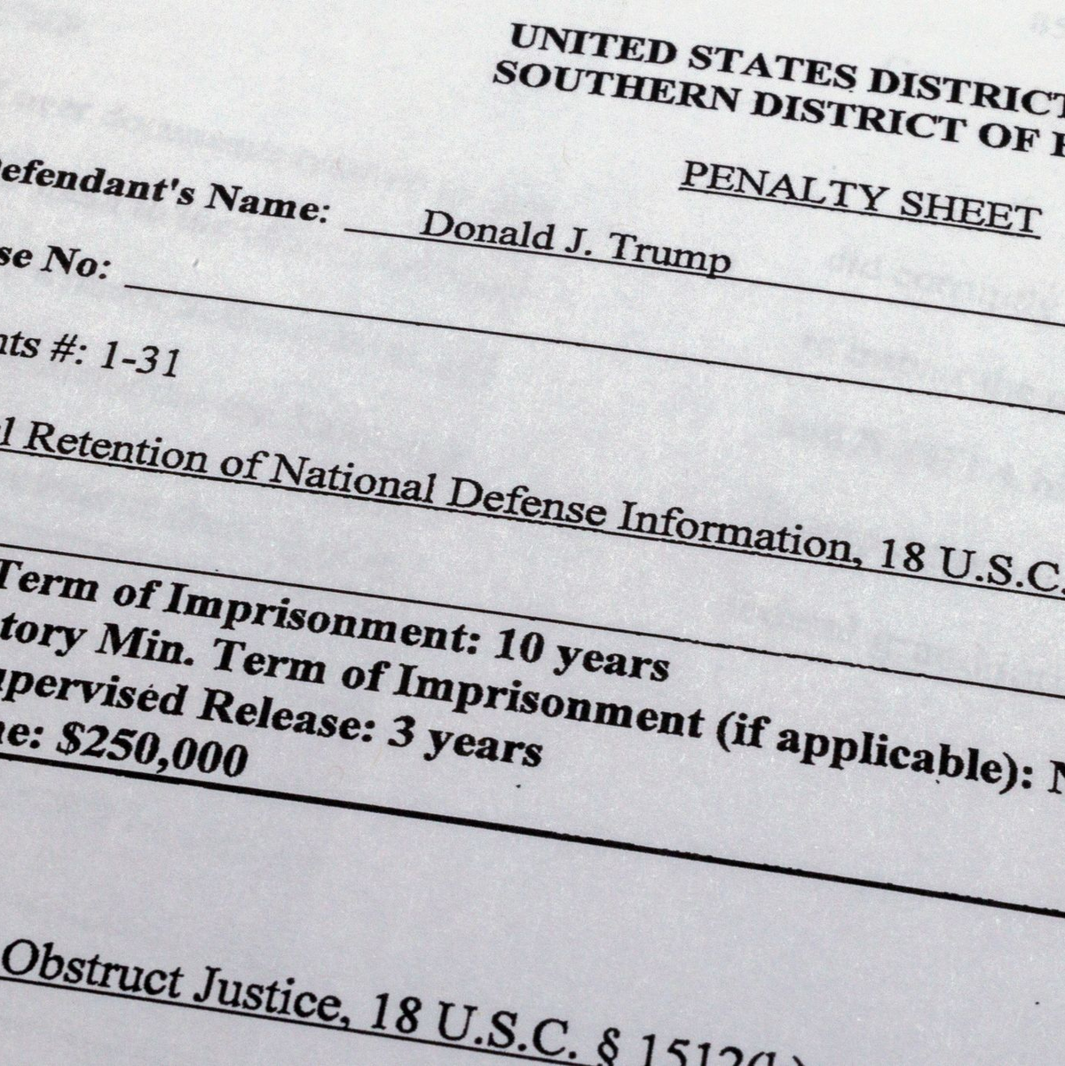 Ein Ausschnitt aus der Anklageschrift gegen Trump. - Foto: Jon Elswick/AP