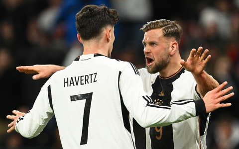 Bilden gegen die Ukraine die deutsche Offensivspitze: Niclas Füllkrug (r) und Kai Havertz. - Foto: Arne Dedert/dpa Bilden gegen die Ukraine die deutsche Offensivspitze: Niclas Füllkrug (r) und Kai Havertz. - Foto: Arne Dedert/dpa