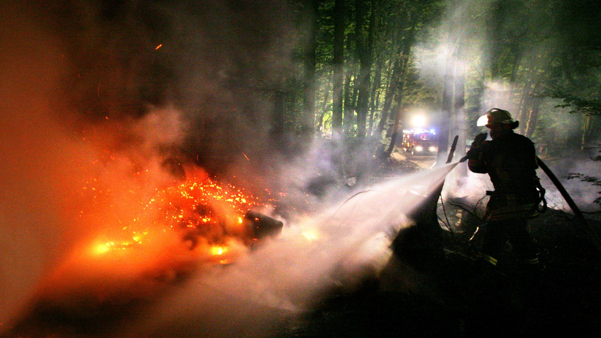 Ein Feuerwehrmann löscht im Sauerland einen Waldbrand. Experten mahnen zur Vorsicht. - Foto: Julian Stratenschulte/dpa