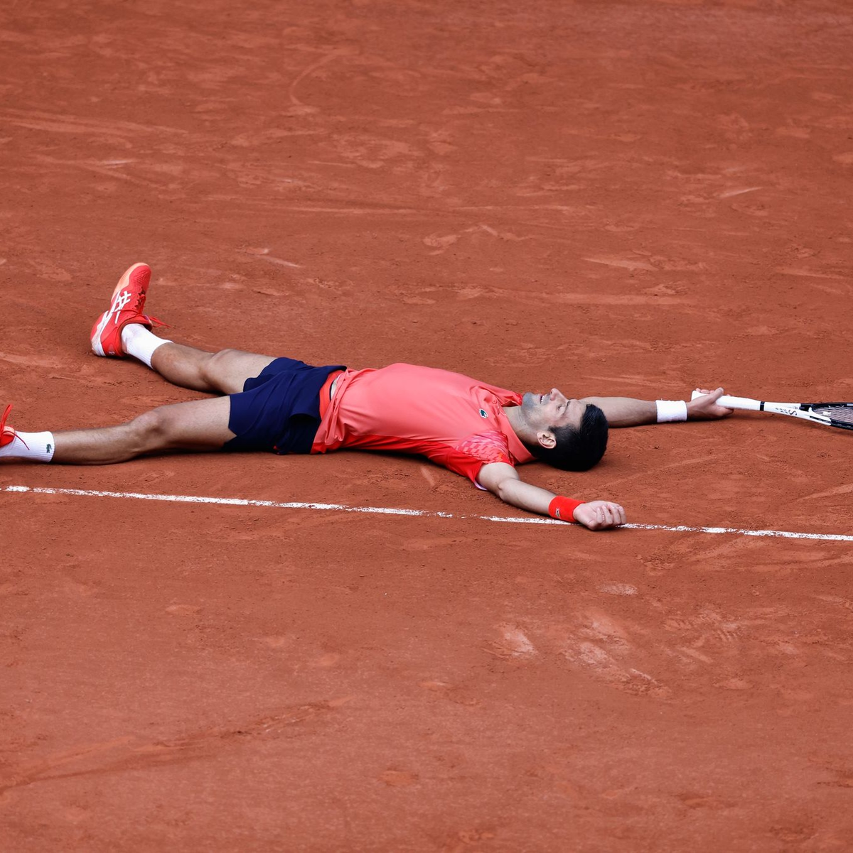 Ein Moment für die Ewigkeit: Novak Djokovic jubelt über seinen Sieg. - Foto: Jean-Francois Badias/AP/dpa