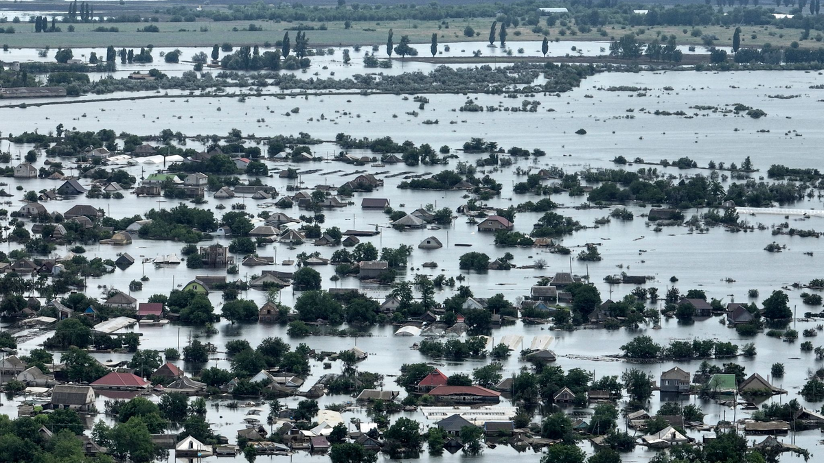 Die überflutete Stadt Oleschky. - Foto: Uncredited/AP