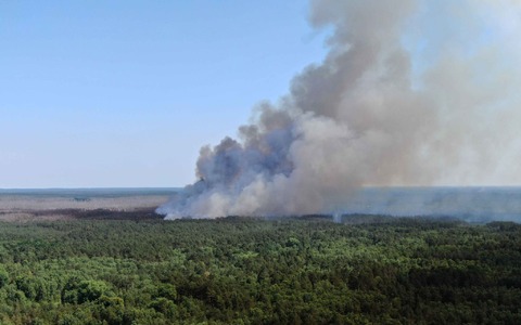 Rauch steigt über einem Waldgebiet im mecklenburgischen Lübtheen auf. Auf zwei ehemaligen Truppenübungsplätzen im südwestlichen Mecklenburg sind Brände ausgebrochen. - Foto: Ralf Drefin/dpa-Zentralbild/dpa