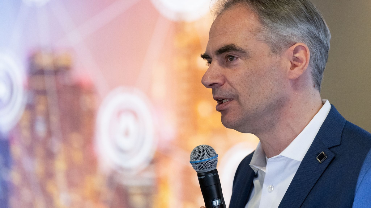 Carsten Körnig, Hauptgeschäftsführer ces Bundesverbands Solarwirtschaft (BSW), auf der Messe Intersolar in München. - Foto: Sven Hoppe/dpa