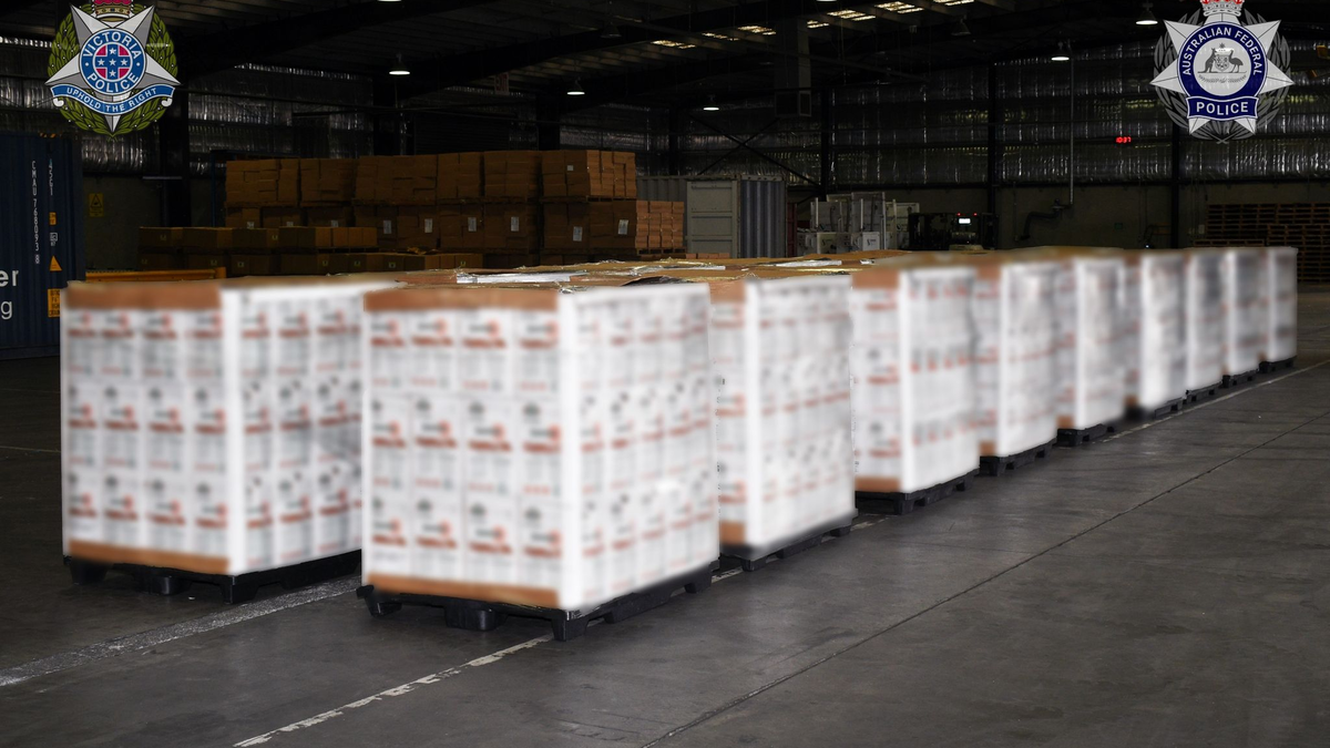 Paletten mit Methamphetaminen aus Kanada. - Foto: Vic Police/VIC POLICE/AAP/dpa