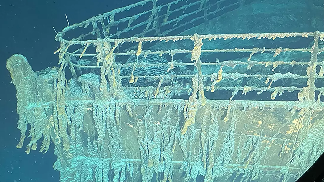 Dieses undatierte Foto zeigt den Bug der «Titanic». Im Nordatlantik suchen Rettungskräfte fieberhaft nach dem Tauchboot «Titan», das mit fünf Insassen auf dem Weg zum Wrack der «Titanic» war. - Bild: Oceangate Expeditions/PA Media/dpa