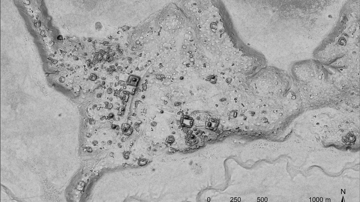Der Umriss der neu entdeckten Maya-Siedlung. - Foto: Ivan Sprajc/INAH/dpa