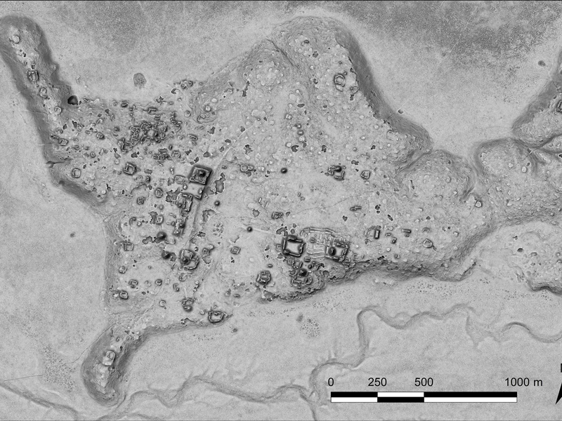 Der Umriss der neu entdeckten Maya-Siedlung. - Foto: Ivan Sprajc/INAH/dpa
