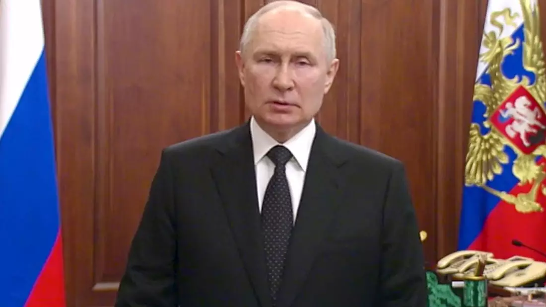 Der russische Präsident Wladimir Putin spricht zur Nation. - Bild: Uncredited/Russian Presidential Press Service/AP/dpa