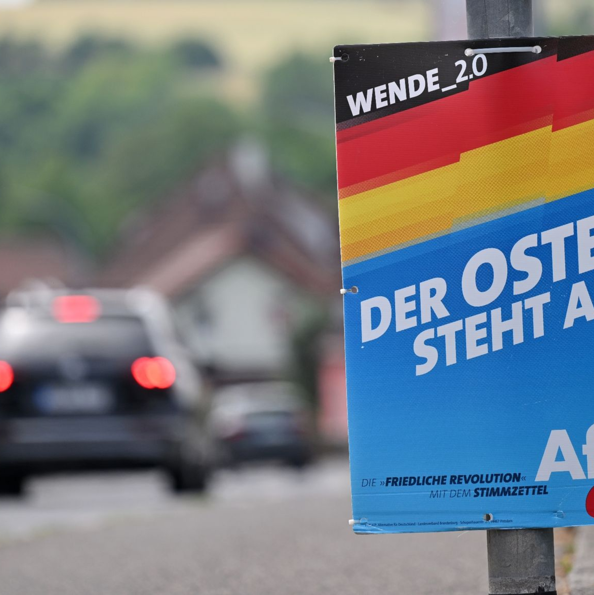 Ein Wahlplakat der AfD hängt an der Bundesstraße 89 im Landkreis Sonneberg. - Foto: Martin Schutt/dpa