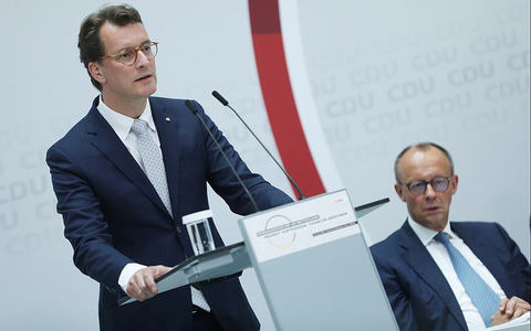 Hendrik Wüst und Friedrich Merz bei einer Veranstaltung Mitte Juni 2023 in Berlin - Foto: ?ber dts Nachrichtenagentur