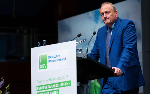 Bauernverbandspräsident Joachim Rukwied beim Deutschen Bauerntag in Münster. - Foto: Guido Kirchner/dpa