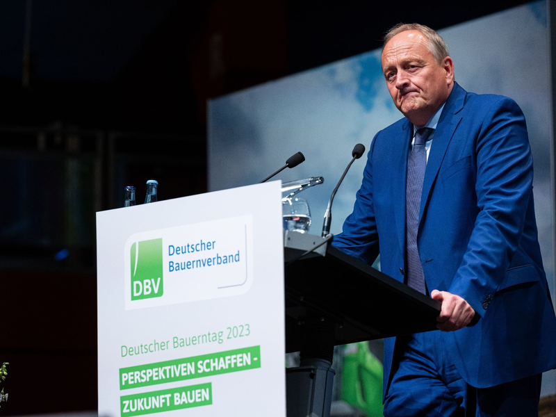 Bauernverbandspräsident Joachim Rukwied beim Deutschen Bauerntag in Münster. - Foto: Guido Kirchner/dpa