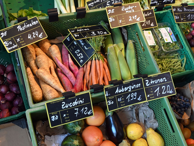 Bio-Gemüse in einem Laden: Die Bundesregierung will das Bio-Wachstum mit verschiedenen Maßnahmen ankurbeln. - Foto: Bernd Settnik/dpa