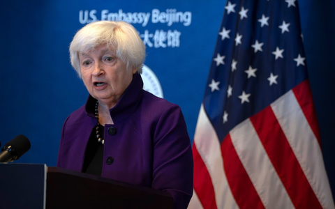 US-Finanzministerin Janet Yellen spricht während einer Pressekonferenz. - Foto: Mark Schiefelbein/AP/dpa