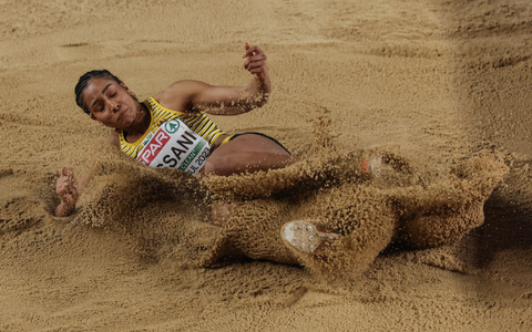 Mikaelle Assani aus Deutschland in Aktion. - Foto: Oliver Weiken/dpa